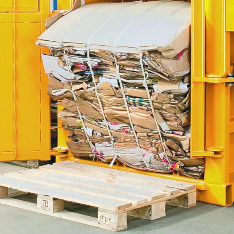 Cardboard bale ejection.