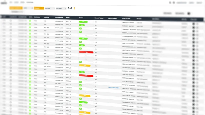 Screenshot of BRAIN portal for compactors showing fill levels.